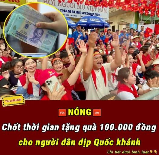 Chốt thời gian tặng quà 100.000 đồng cho người dân dịp Quốc khánh
